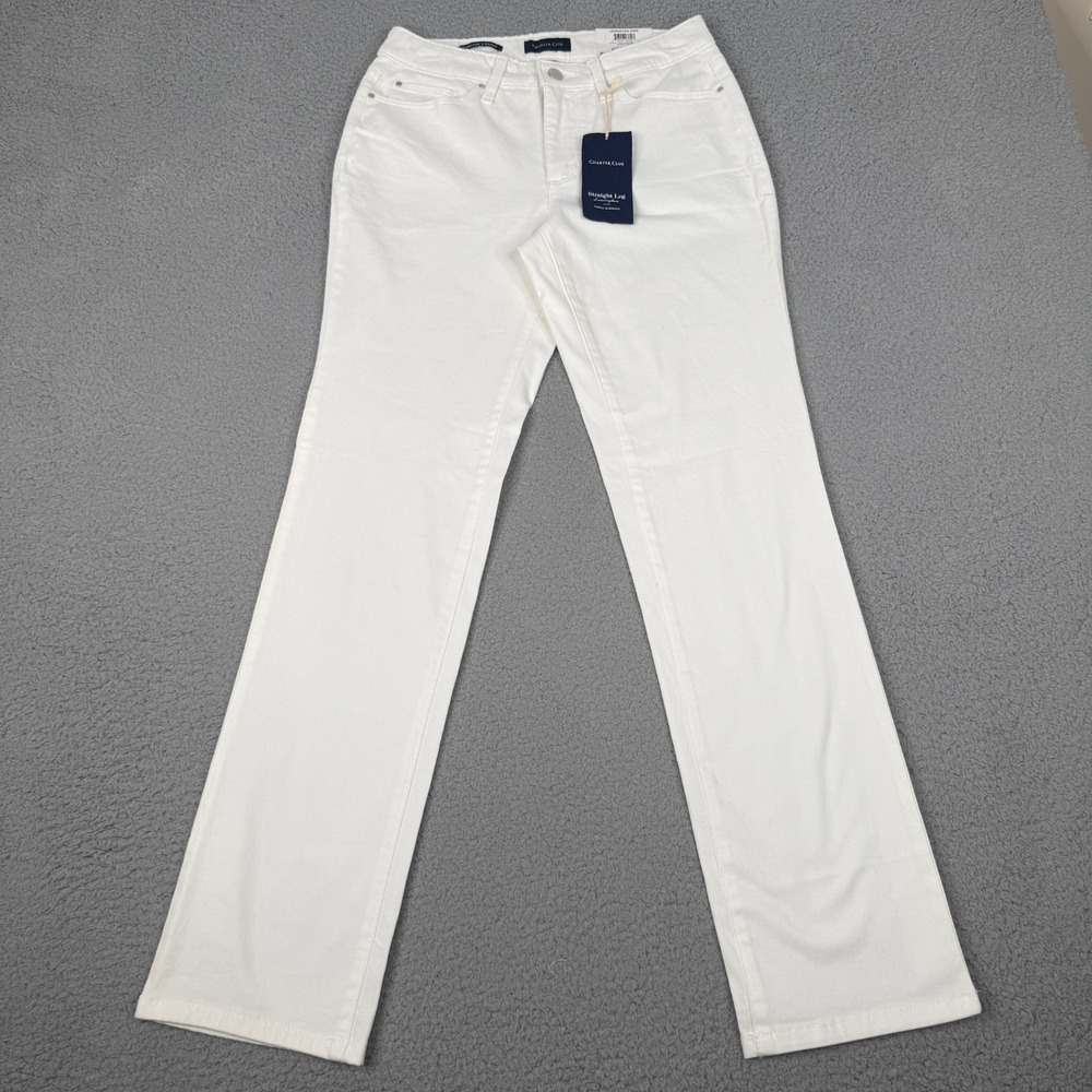 Charter Club Lexington Jeans Womens 4 White Straight Leg Tummy Slimming NWT